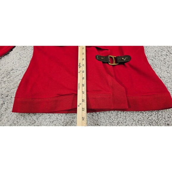 Vtg Ralph Lauren Womens Wrap Cardigan Shawl Collar Buckle French Terry Red Small - Picture 14 of 16